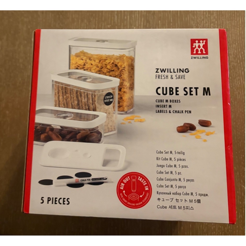 ZWILLING Fresh & Save Cube Set M 5-Piece Vacuum Food Storage Container Set NIB